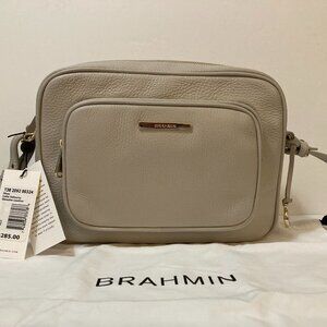 BRAHMIN Shea Crossbody Bag Latte Velouria Gray Leather